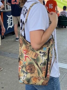 Miki Miki Baseball Print Bucket Bag Purse Adjustable Strap